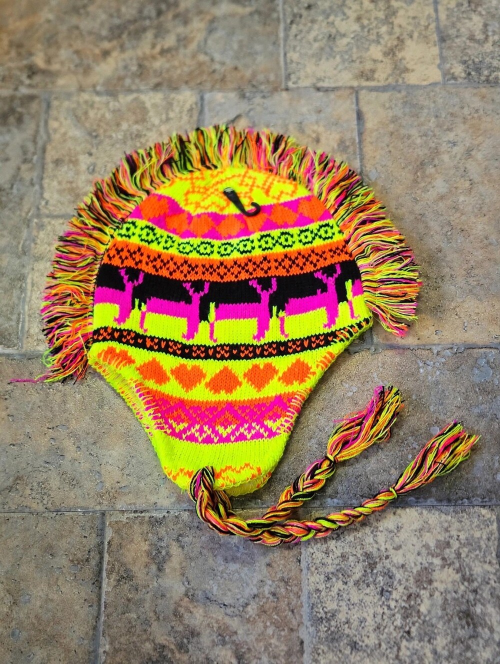 Neon Mohawk Winter Hat Brand New